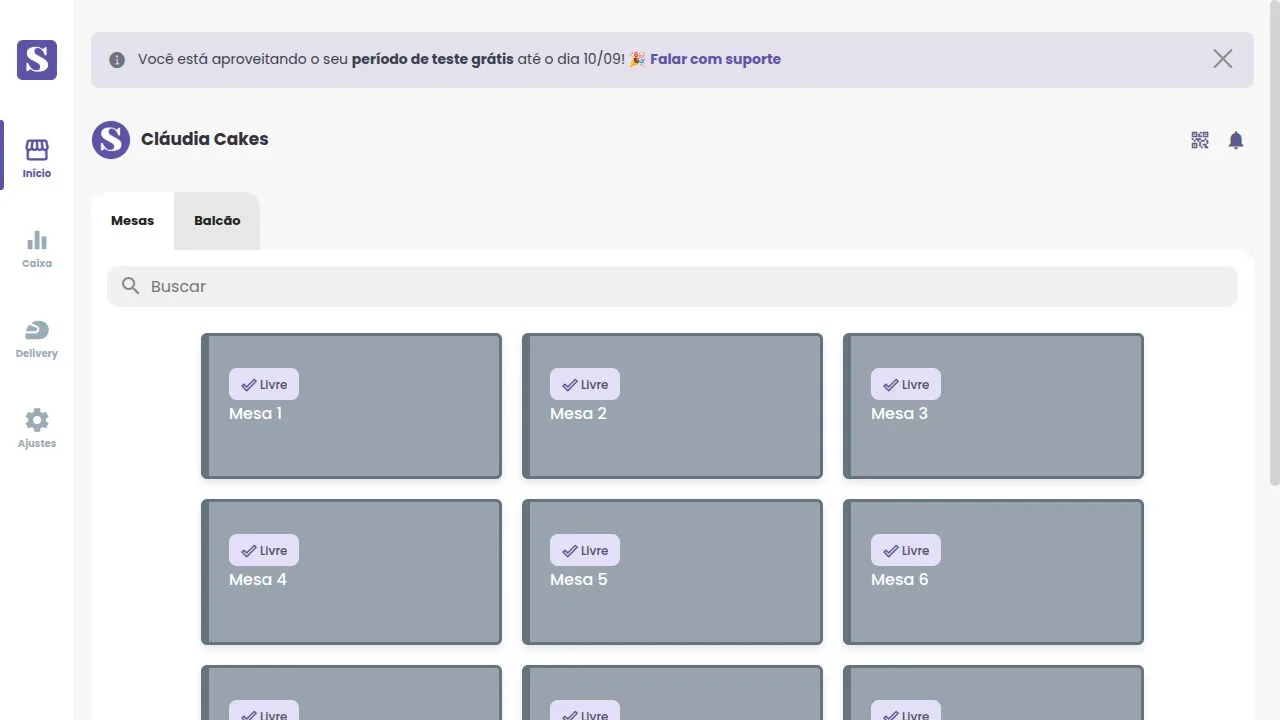 Gestão de mesas e balcão no SweetPDV